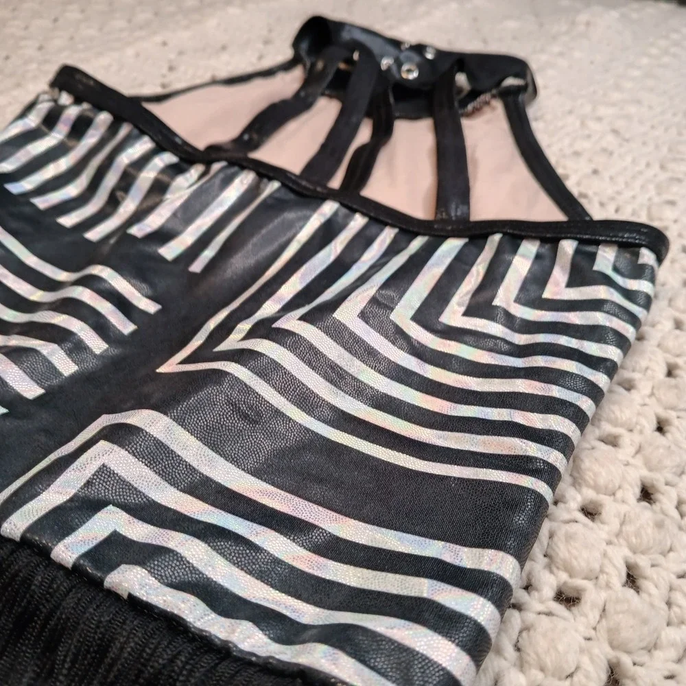 Weissman Dance Costume LC Black Shimmer Fringe Leotard Recital Competition‎